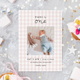 Invitation minimale de 1er anniversaire avec photo