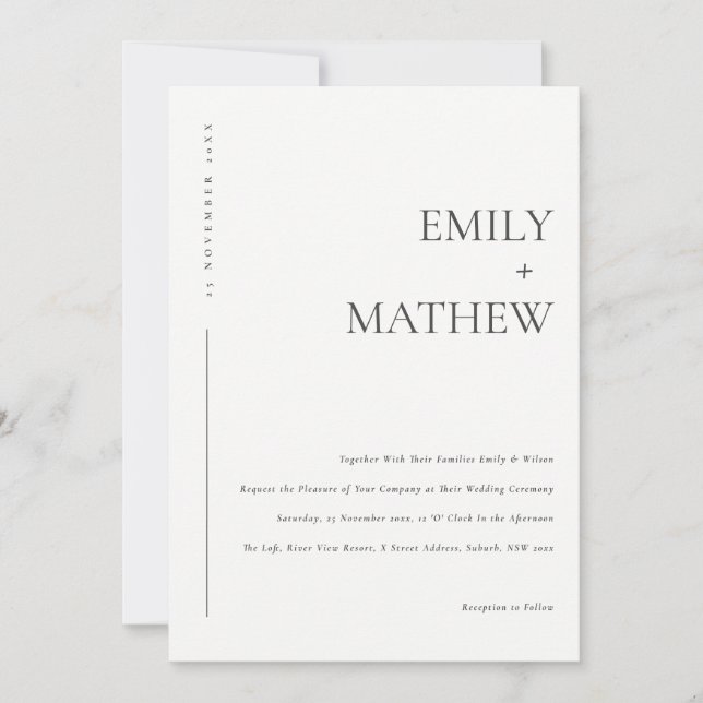 Invitation Minimale De Typographie Noire Et Blanc (Devant)