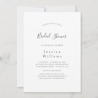 Invitation minimale élégante de douche nuptiale