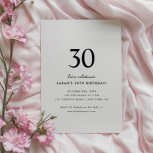 Invitation minimale élégante pour 30 ans