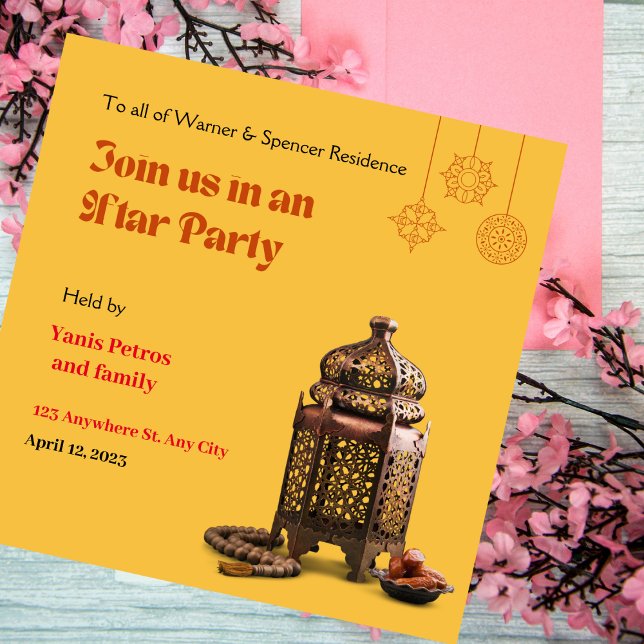 Invitation minimale orange pour Iftar de Ramadan (Créateur téléchargé)