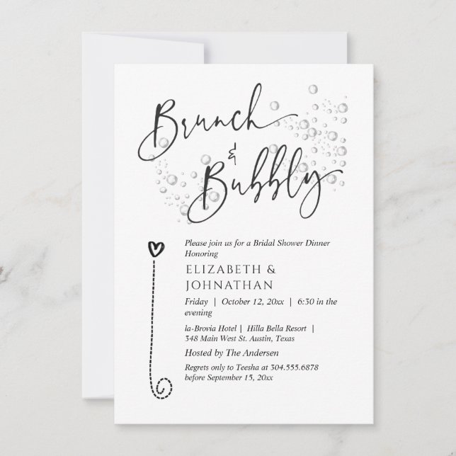 Invitation minimale pour brunch et bulles en écrit (Devant)