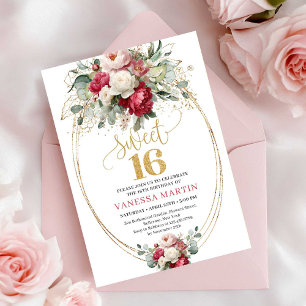 Invitation minimale rouge burgundy pour une Sweet 