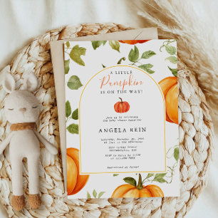 Invitation Minimale Un Peu Citrouille L'Automne Feuille Baby 