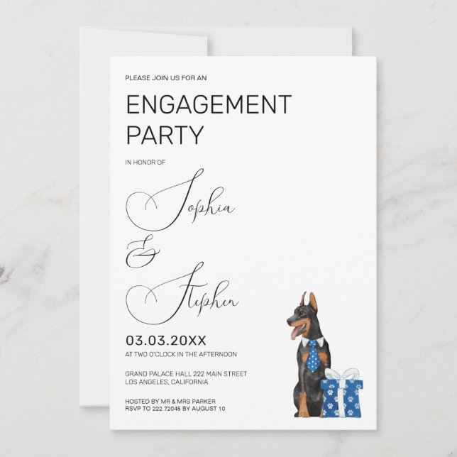 Invitation Minimalisme avec un Fiançailles d'illustration de  (Devant)