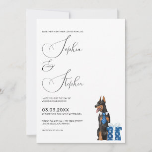 Invitation Minimalisme avec un Mariage de chien Doberman