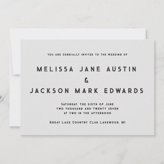 Invitation Minimalisme désespéré Mariage gris pierre (Devant)