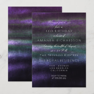 Invitation Minimalisme Ombre Turquoise violet marine Tropical