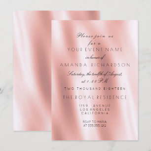 Invitation Minimalisme Rose Blush Silk Fabric Or Anniversaire