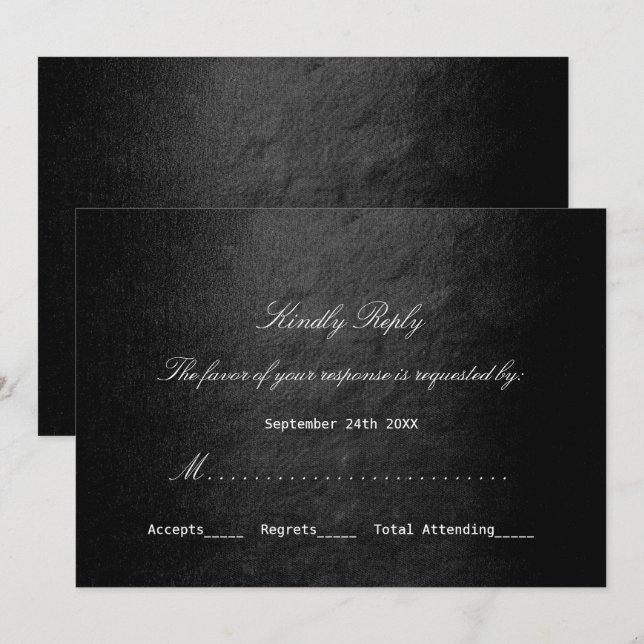 Invitation Minimalisme RSVP personnalisé Glam Vip Black (Devant / Derrière)