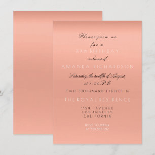 Invitation Minimalisme Saumon Pêche Corail Blanc Anniversaire