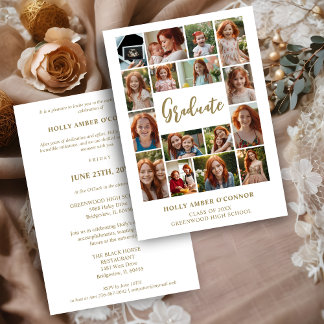 Invitation Minimalist 16 Photos Time Life Graduate Collage