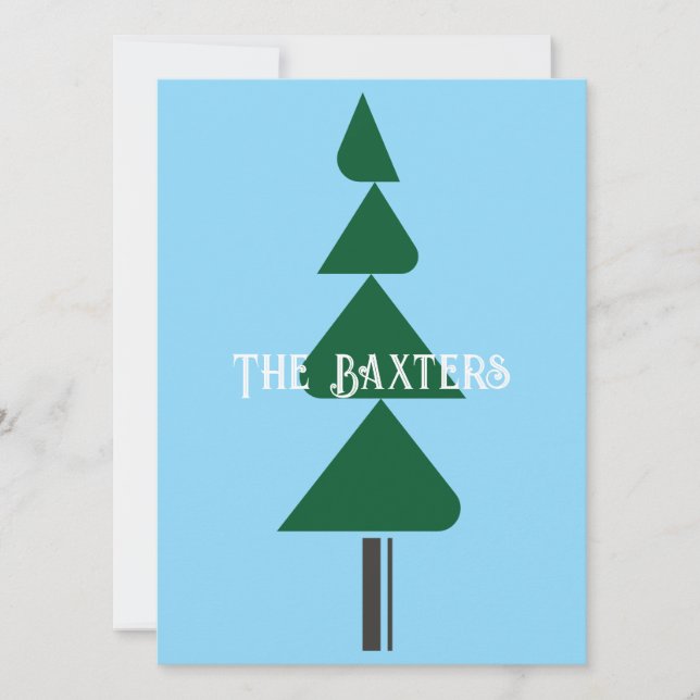 Invitation Minimalist Abstract Green Chic Christmas Tree (Devant)