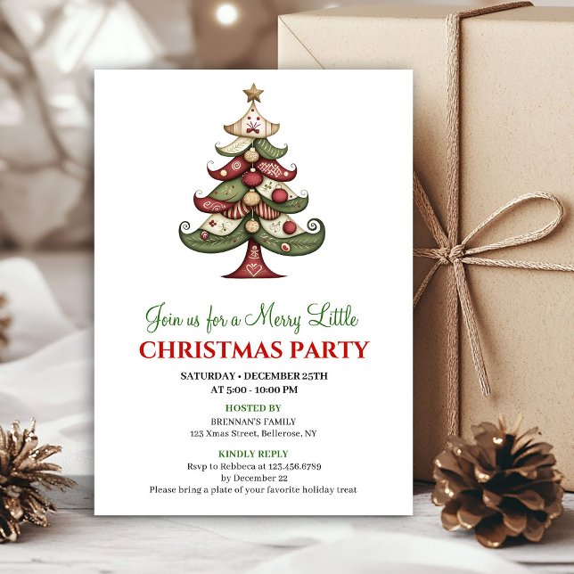 Invitation Minimalist artistic Christmas tree celebration  (Minimalist artistic Christmas tree celebration card)