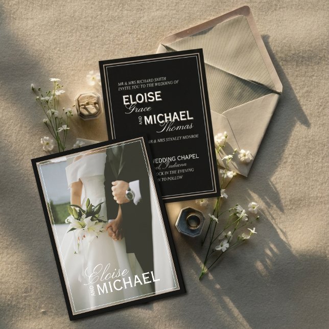 Invitation Minimalist Black Tie Formal Photo Wedding (Invite guests to your formal affair with this Minimalist Black Tie Formal Photo Wedding Invitation! )