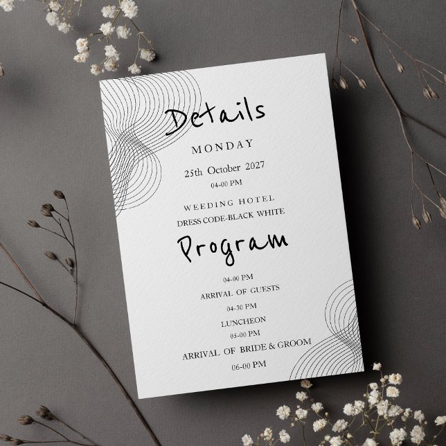 Invitation Minimalist black white geometric Details Program (Minimalist black white geometric Details Program )