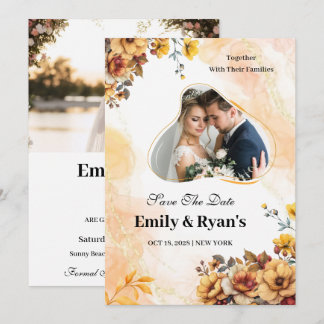 Invitation Minimalist Blush Floral Elegant Wedding Photo