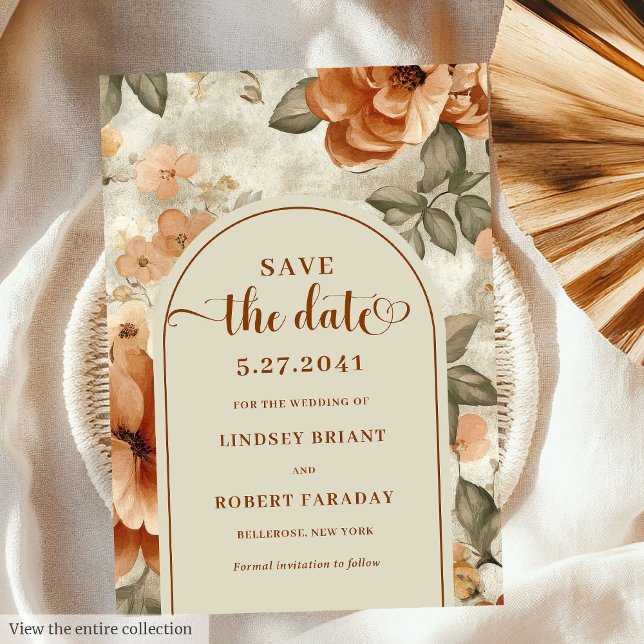 Invitation Minimalist Boho Burnt Orange Sage Save The Date (Minimalist Boho Burnt Orange Sage Save The Date)