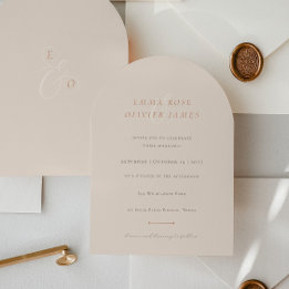 Invitation Minimalist Boho Sand Copper Script Wedding