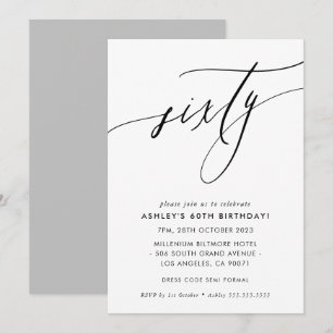 Invitation MINIMALIST Calligraphie chic 60e anniversaire
