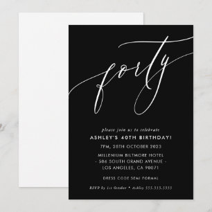 Invitation MINIMALIST Calligraphie élégant chic 40e anniversa