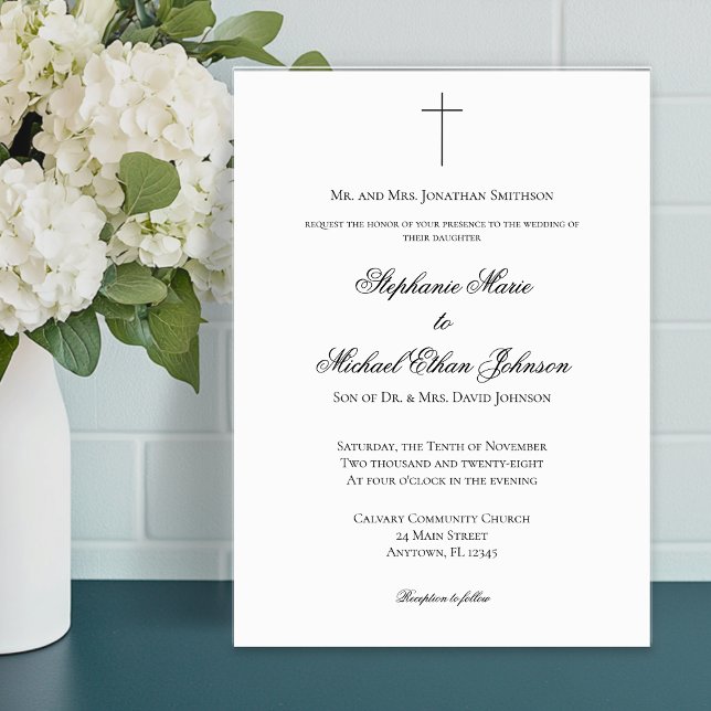 Invitation MINIMALIST Christian Cross Formal Church Wedding (MINIMALIST Christian Cross Formal Church Wedding Invitation)