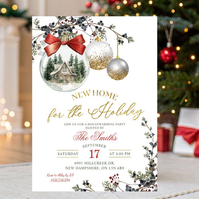 Invitation Minimalist Christmas Ornament Housewarming Party (Créateur téléchargé)