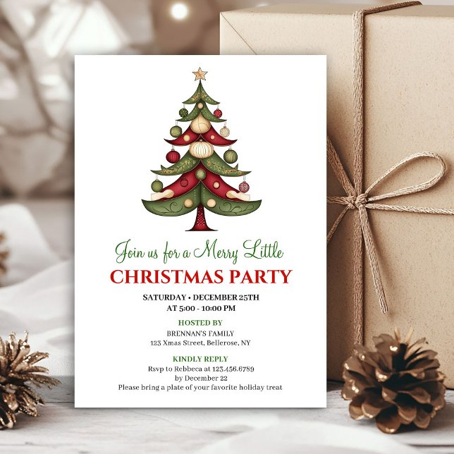 Invitation Minimalist designer Christmas tree party invite (Minimalist designer Christmas tree party invite)