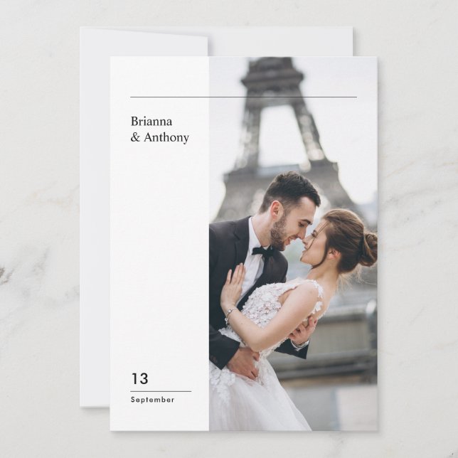Invitation Minimalist Destination Simple Wedding Photo (Devant)
