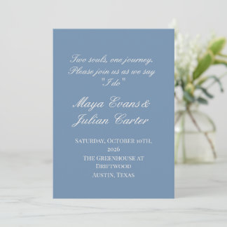 Invitation  Minimalist Dusty Blue & Warm White Wedding 