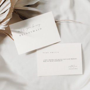 Invitation Minimalist Elegant Ivory Bridesmaid Proposal Card