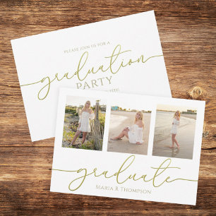 Invitation Minimalist Graduate Simple Modern Gold Script