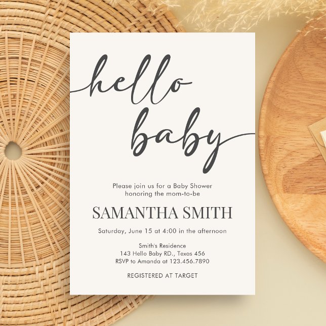 Invitation Minimalist Hello Baby Baby Shower (Hello Baby Baby Shower Invitation)