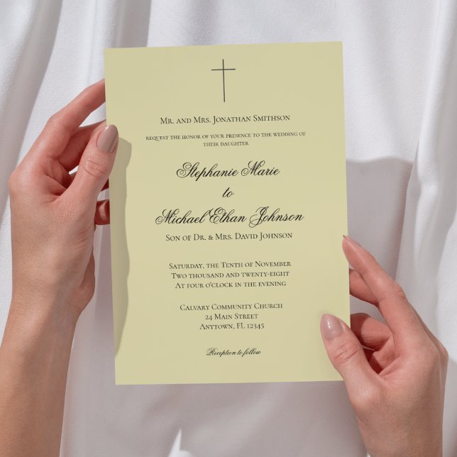 Invitation MINIMALIST Island Citrus Cross Formal Wedding (MINIMALIST Island Citrus Cross Formal Wedding Invitation)
