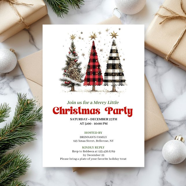 Invitation Minimalist leopard Christmas tree digital invites (Minimalist leopard Christmas tree digital invitation)
