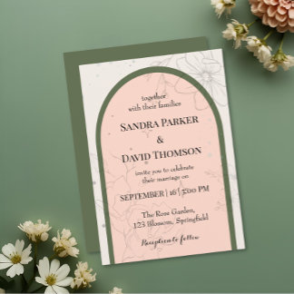 Invitation Minimalist Line Art Floral Arch Wedding 