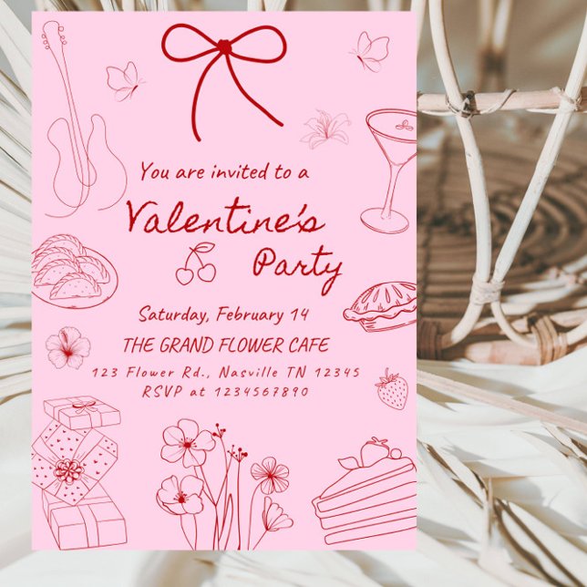 Invitation Minimalist Line Art Valentine’s Day Party (Créateur téléchargé)