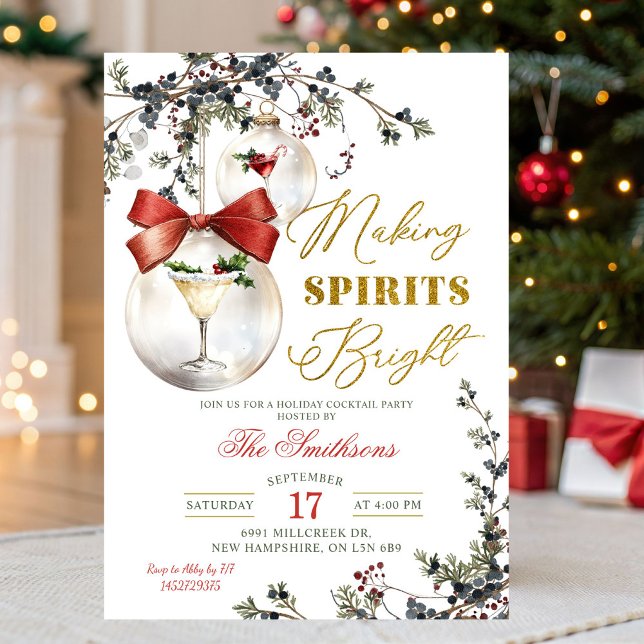 Invitation Minimalist Making Spirits Bright Cocktail Party (Créateur téléchargé)
