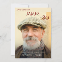 Minimalist Male Family Photo 80th Birthday 