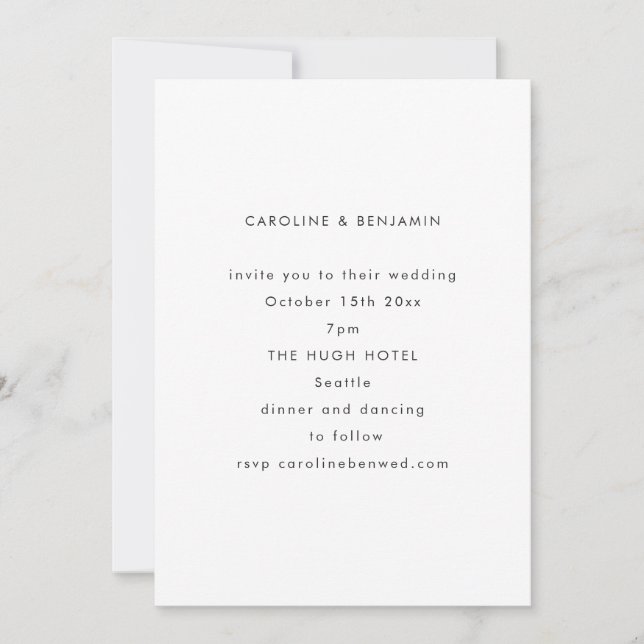 Invitation Minimalist Modern Autumn Black White Wedding (Devant)