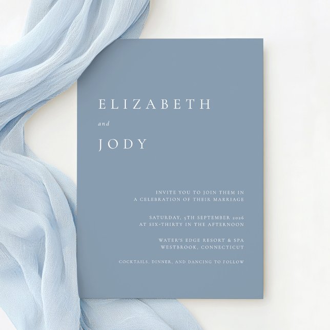Invitation Minimalist Modern Elegant Dusty Blue Wedding  (Créateur téléchargé)