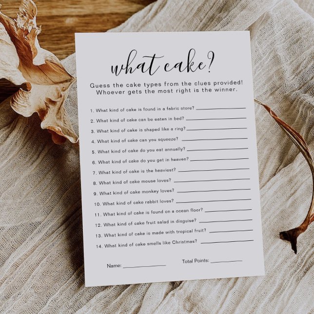 Invitation Minimalist Name That Cake Bridal Shower Game  (Minimalist Name That Cake Bridal Shower Game Invitation)