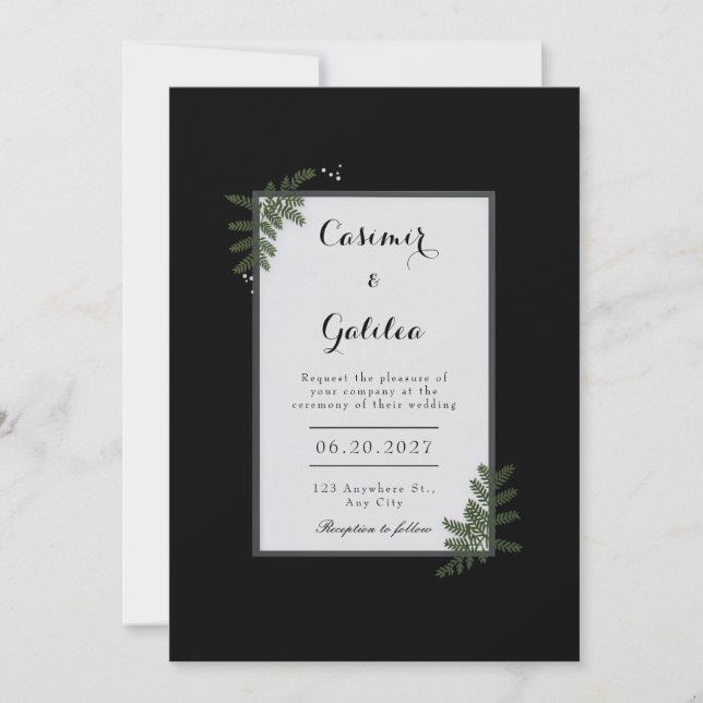 Invitation Minimalist Nordic Fern Berry Wedding (Devant)
