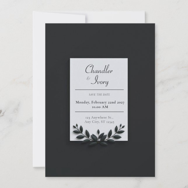 Invitation Minimalist Nordic Greenery Wreath Wedding (Devant)