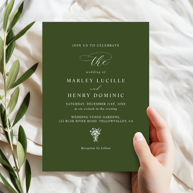 Invitation Minimalist Olive Green Simple Chic Wedding (Créateur téléchargé)