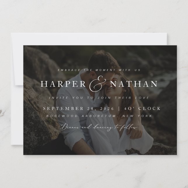 Invitation Minimalist Overlay Photo QR Code Wedding (Devant)