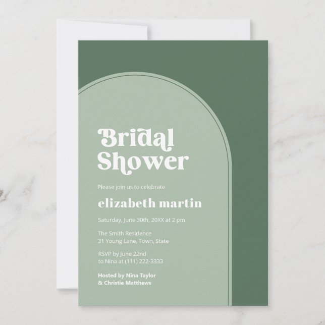 Invitation Minimalist Sage Green Arch Bridal Shower Party (Devant)