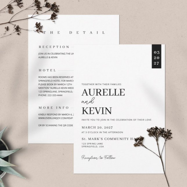 Invitation Minimalist Simple Elegant White QR Code Wedding  (Créateur téléchargé)