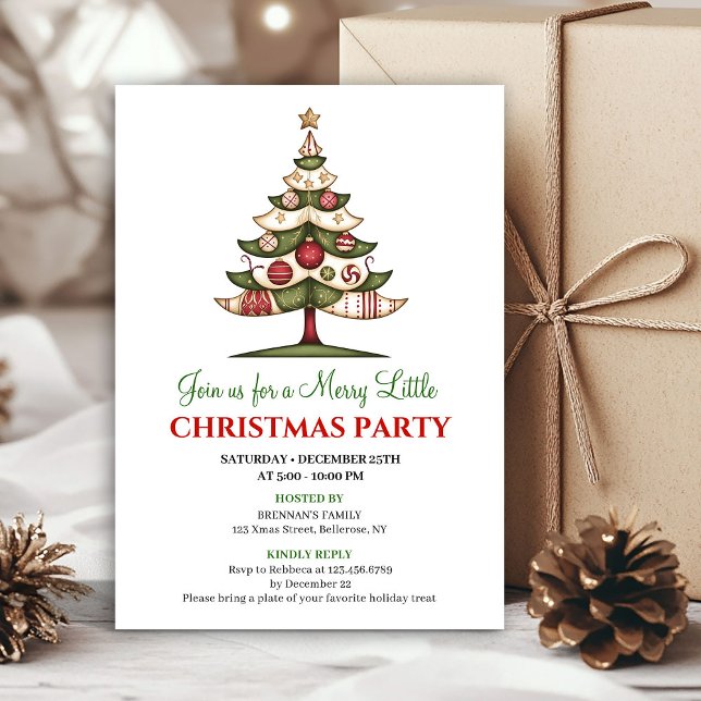 Invitation Minimalist unique Christmas tree festive invites (Minimalist unique Christmas tree festive invitation)