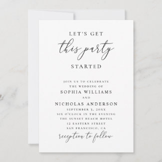 Invitation Minimalist Wedding | Let’s Get This Party Started